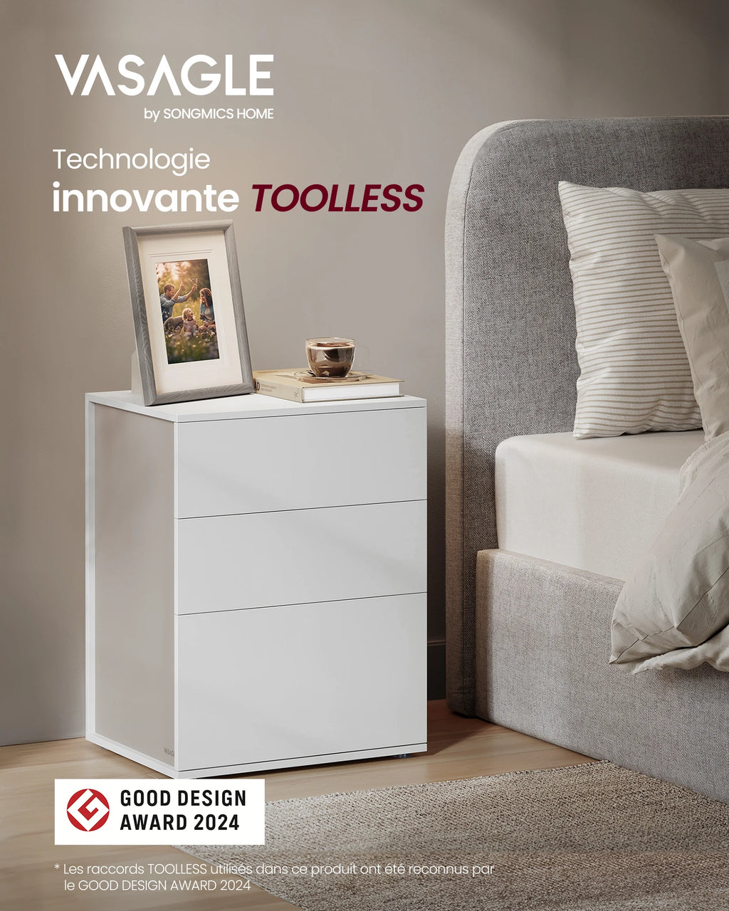 Table de nuit vasagle à montage ultra rapide -