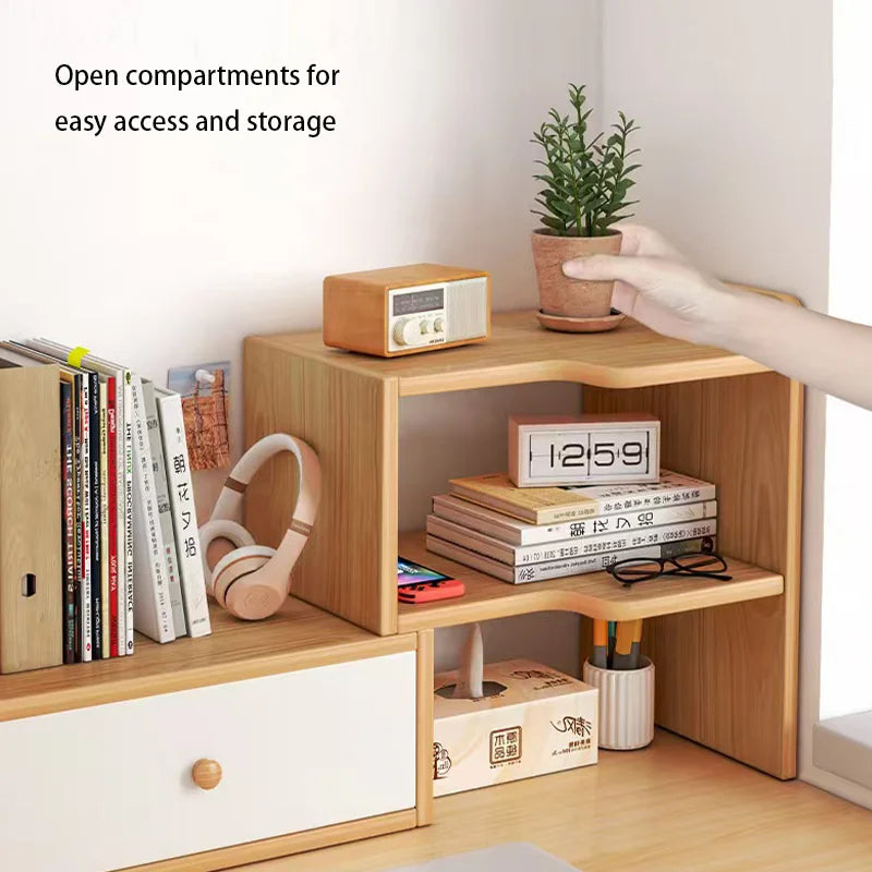 étagère de bureau bois multi compartiments -