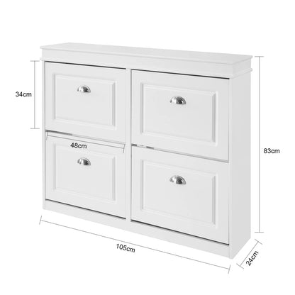 Meuble chaussure à 4 rabats blanc -