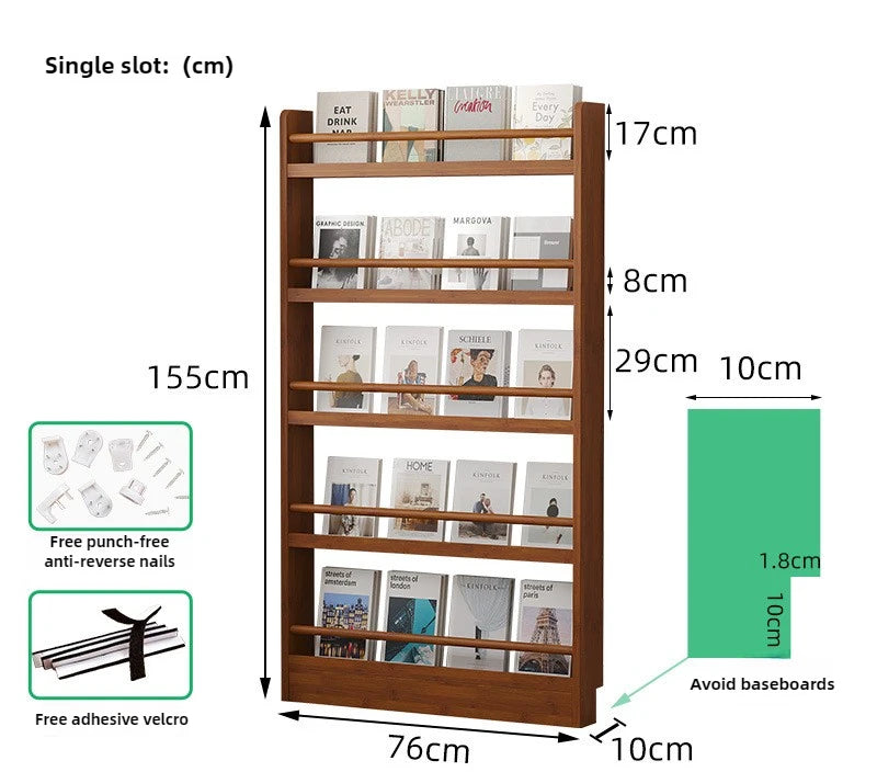 Étagère livre murale ultra-mince - 5 layers 76CM