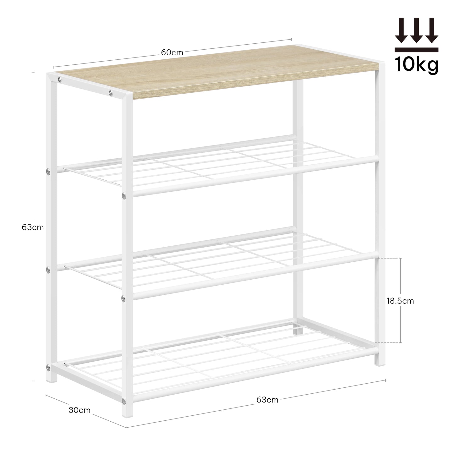 Étagère chaussures métal à étages - 3 couches 63x63x30cm Étagère chaussures