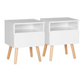 Table de nuit bois pratique 2 ensembles - Blanc Table de nuit