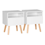 Table de nuit bois pratique 2 ensembles - Blanc Table de nuit