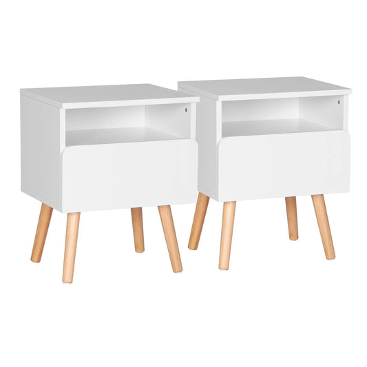 Table de nuit bois pratique 2 ensembles - Blanc Table de nuit