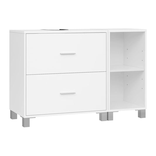 Meuble de rangement bas salle de bain blanche moderne - Blanc Meuble de rangement