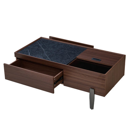 Table basse bois rectangulaire avec tiroirs -