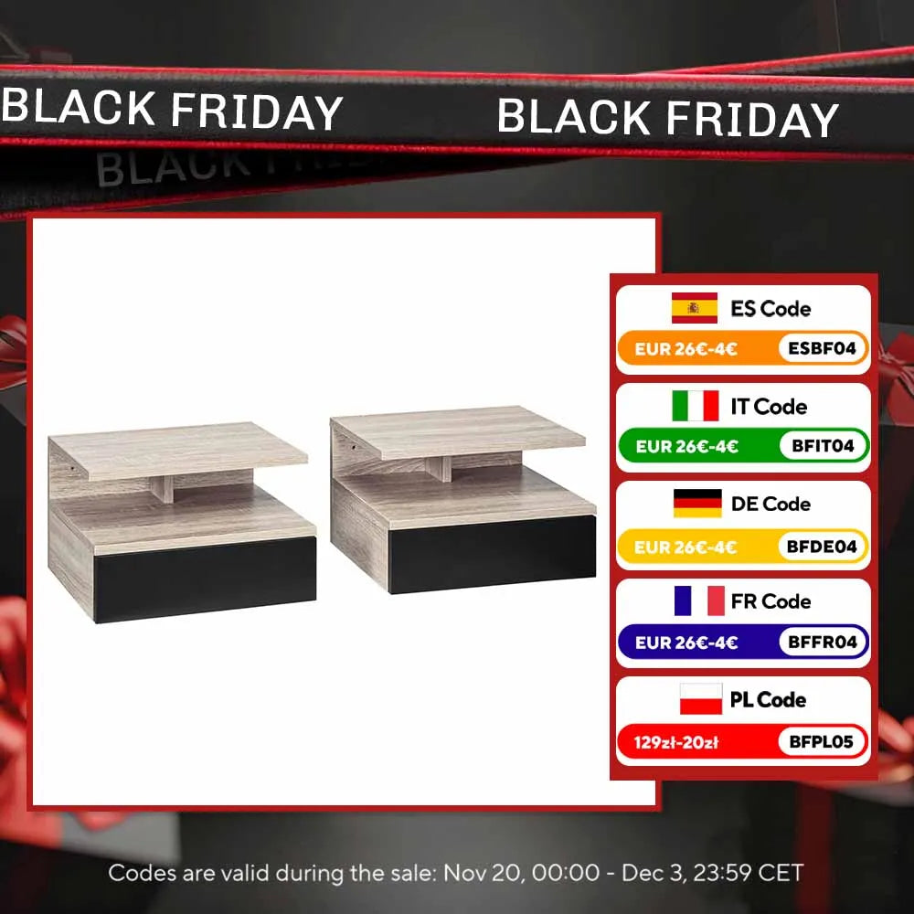 Table de nuit flottante de luxe lot de 2 ensembles - 35X32X22.5 cm -