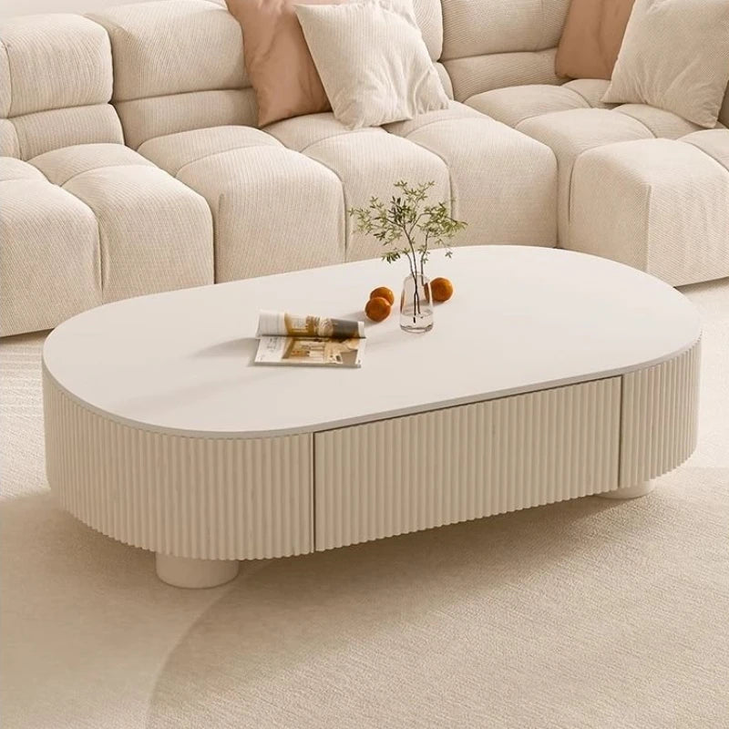 Table basse bois moderne apparence ovale -