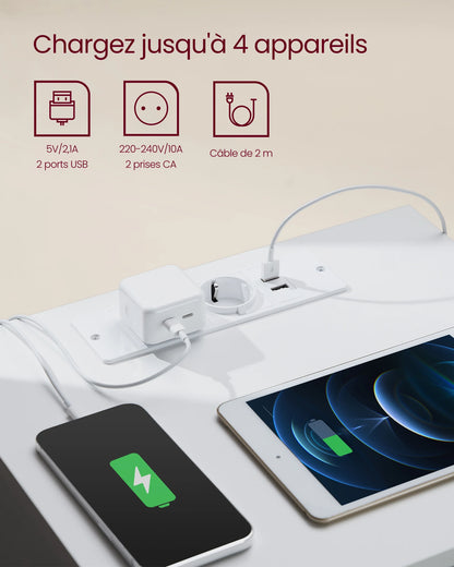 Table de chevet blanche à 3 tiroirs moderne -