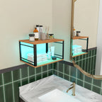 Table de nuit bois clair et métal pour mur à LED -