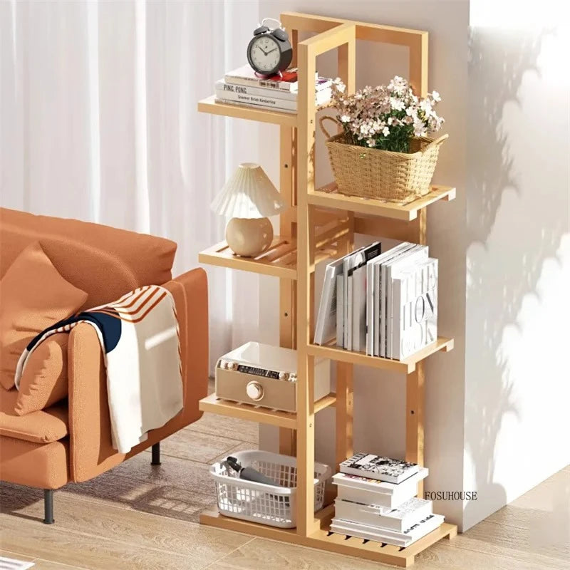 Étagère plante en bois massif pour balcon -