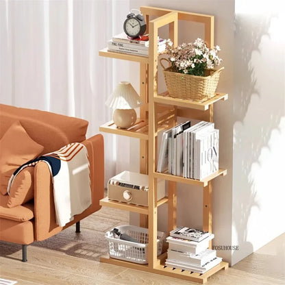 Étagère plante en bois massif pour balcon -