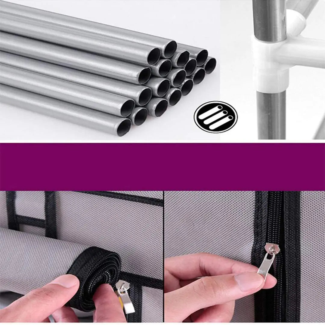 Étagère chaussures en tissu et métal 160x60x30 cm -