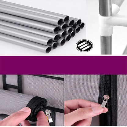 Étagère chaussures en tissu et métal 160x60x30 cm -