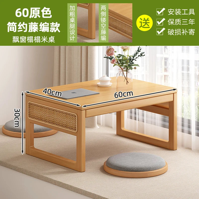 Table basse bureau japonais en bois naturel - 60 - couleur primaire