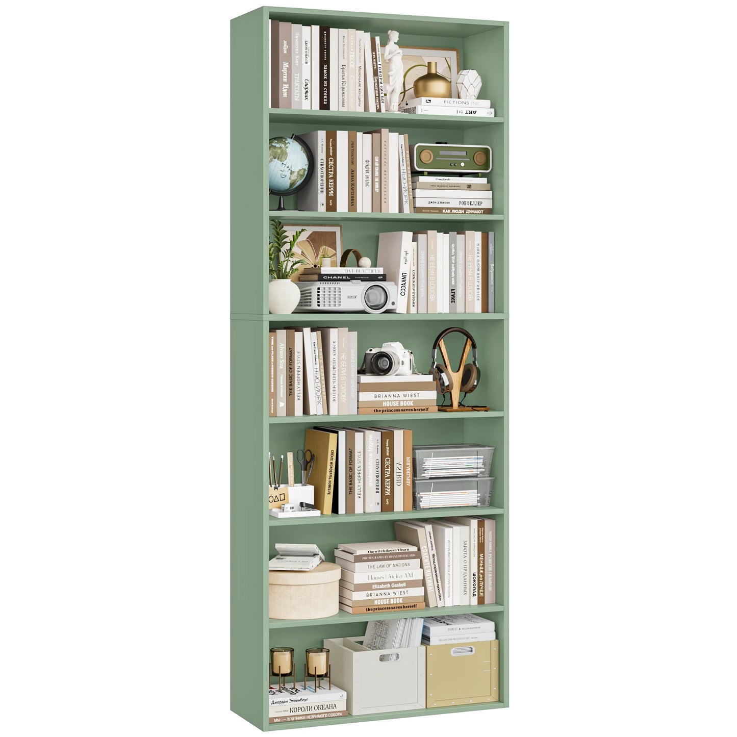 Étagère livre originale et moderne 60x23.5x209.5 cm - Vert Étagère livre