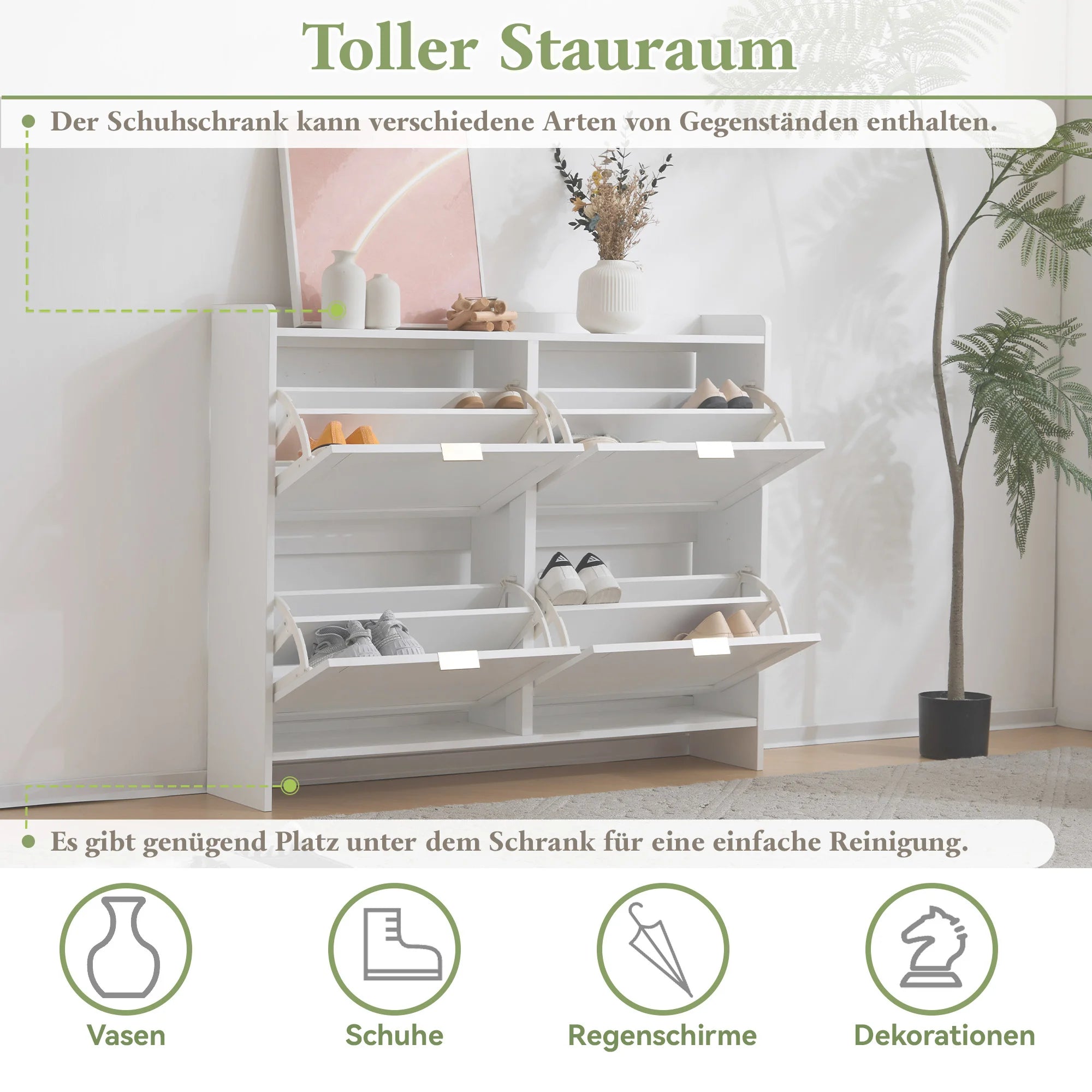 Meuble chaussure à 4 compartiments autoportants -