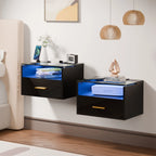 Table de nuit avec plateau verre trempé LED -