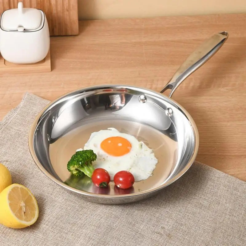 Poêle inox 28 cm couleur argenté -