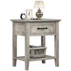 Table de chevet ancien 1 tiroir - Gris-1pc Table de chevet