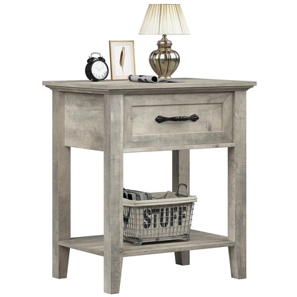 Table de chevet ancien 1 tiroir - Gris-1pc Table de chevet