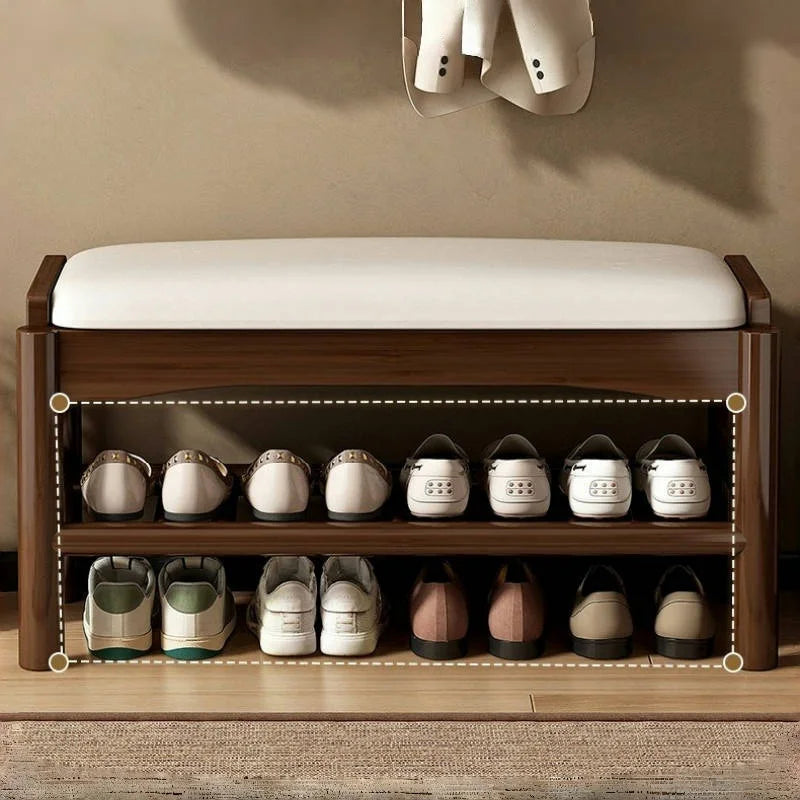 Meuble à chaussure en bois avec tabouret pour l'entrée de la maison -