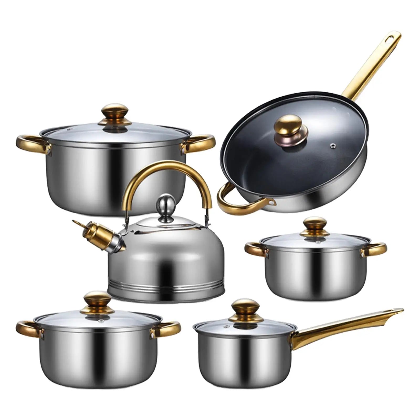 Casserole inox ensemble de 6 Pieces - Poêle, marmite et autres -