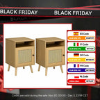 Table de nuit en rotin 2 pièces ensembles pour chambre 39X35X60 cm - Natural Wood 39X35X60 cm spain