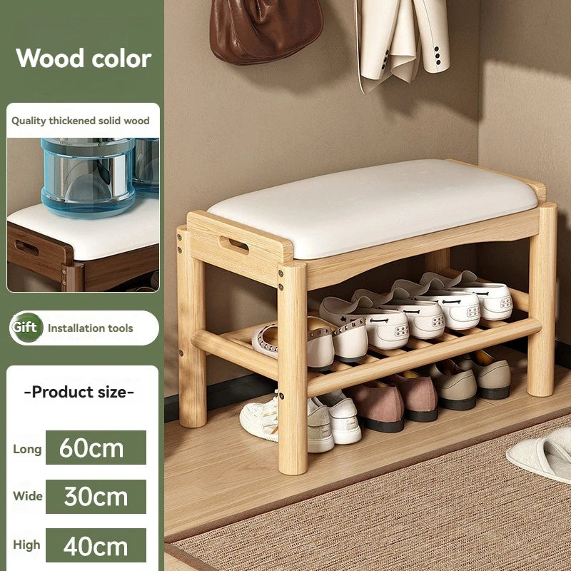 Meuble à chaussure en bois avec tabouret pour l'entrée de la maison - G - 60cm