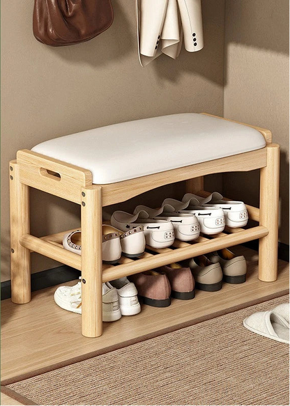 Meuble à chaussure en bois avec tabouret pour l'entrée de la maison - G - 60cm