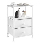 Table de nuit compartiment ouvert blanc avec tiroirs -