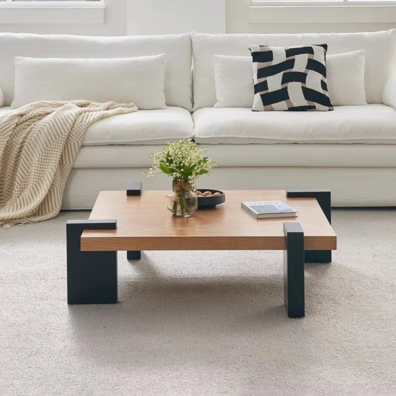 Table basse carrée en bois massif noyer - Table basse