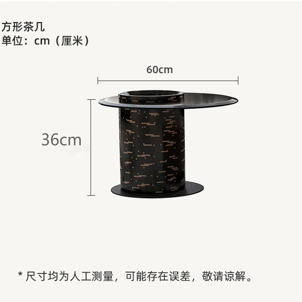 Table basse bois carré avec rayure en déco - 60X36CM