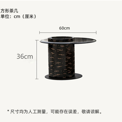 Table basse bois carré avec rayure en déco - 60X36CM