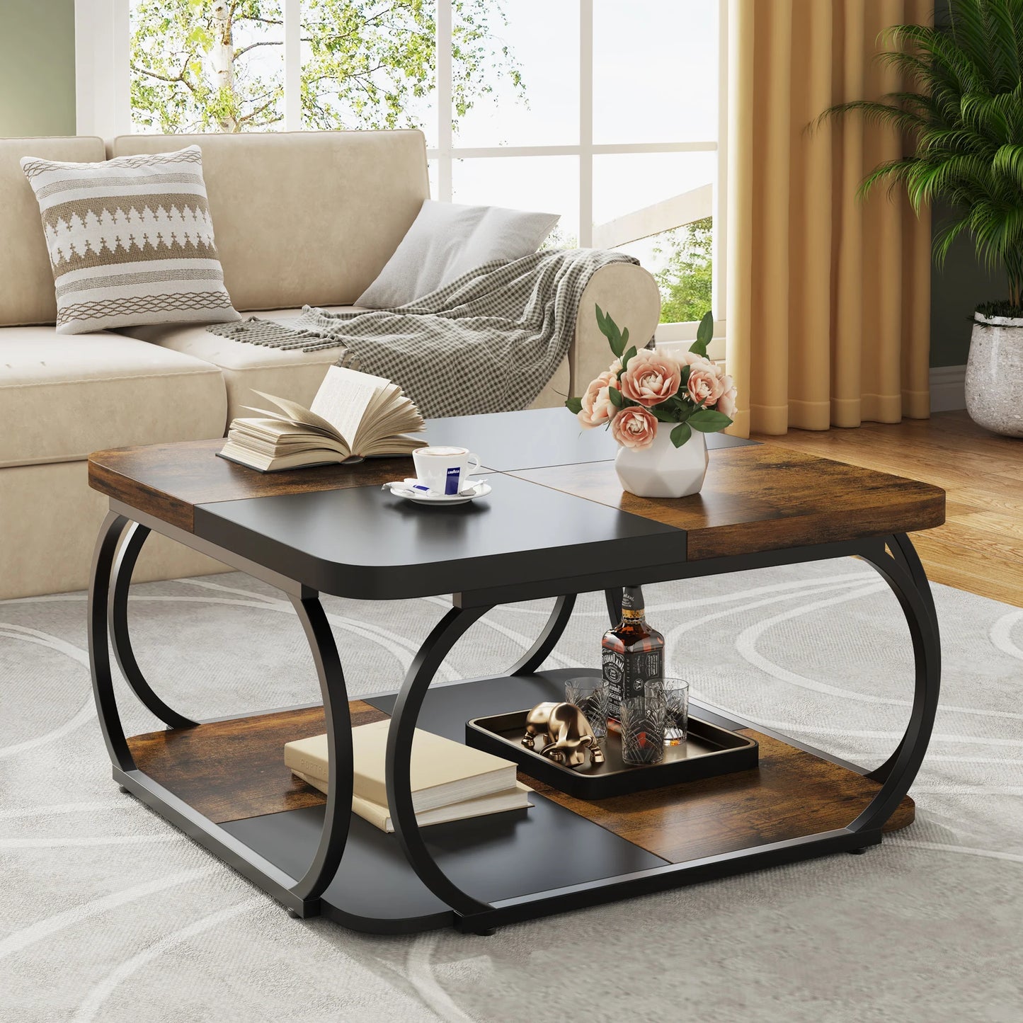 Table basse bois massif carré -