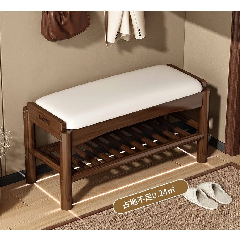 Meuble à chaussure en bois avec tabouret pour l'entrée de la maison -
