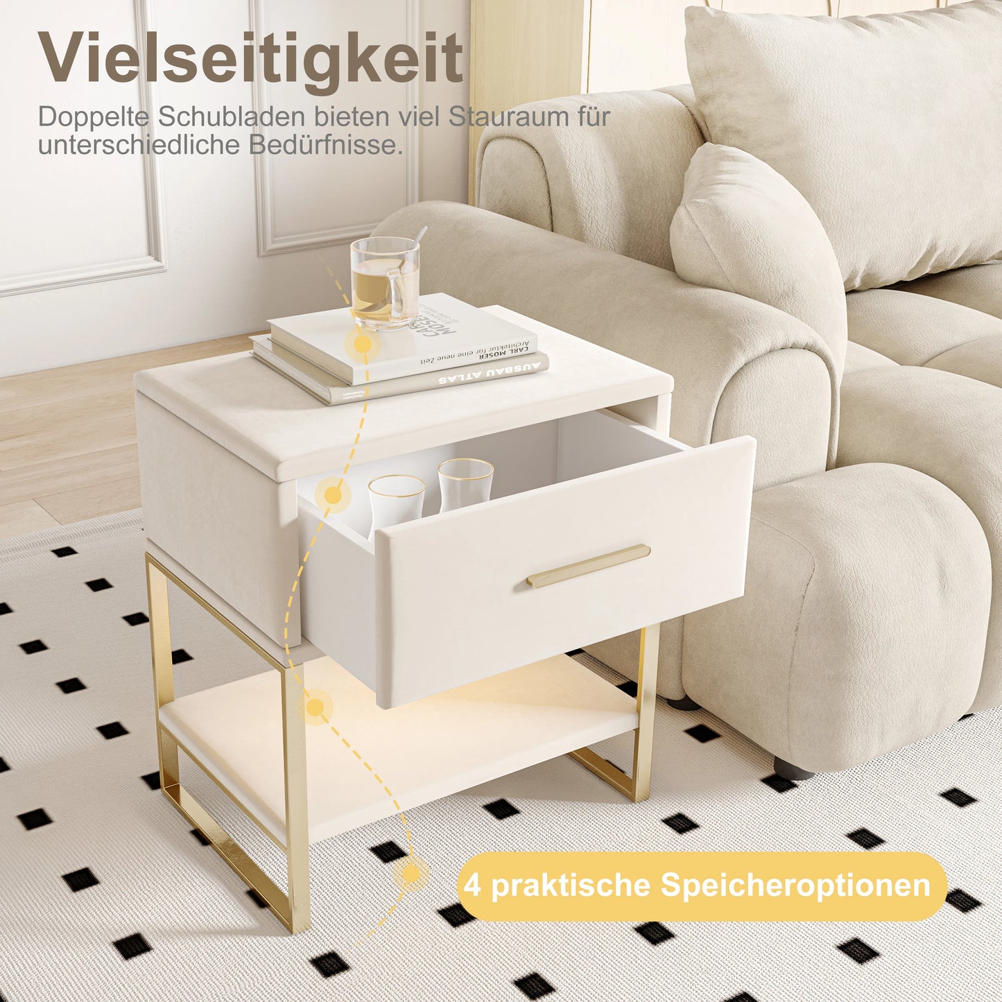 Table de nuit ado blanche 1 pièce -