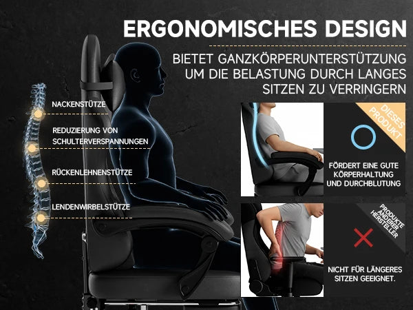 Chaise de bureau en cuir idéal pour gamer -