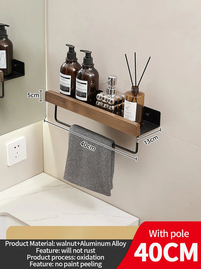 étagère murale salle de bain design moderne et tendance - Bois noir 40cm bar