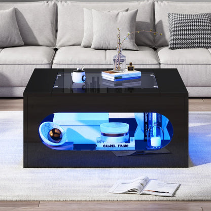 Table basse bar avec plateau verre trempé -