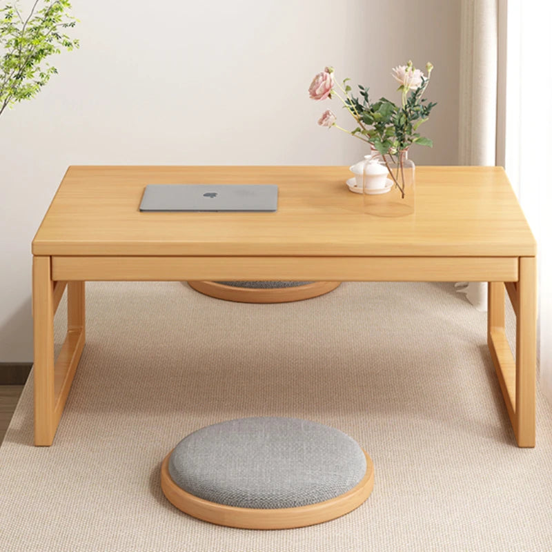 Table basse bureau japonais en bois naturel -