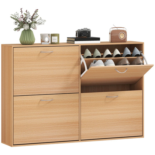 Meuble à chaussure marron naturel - 120X24X81 cm - Meuble à chaussure 120X24X81 cm