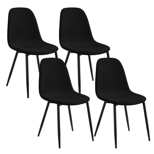 Chaise salle à manger noir en velours côtelé 4 ensembles - Noir Chaise salle à manger