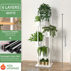Étagère plante haute multi étages - B-6 couches blanches