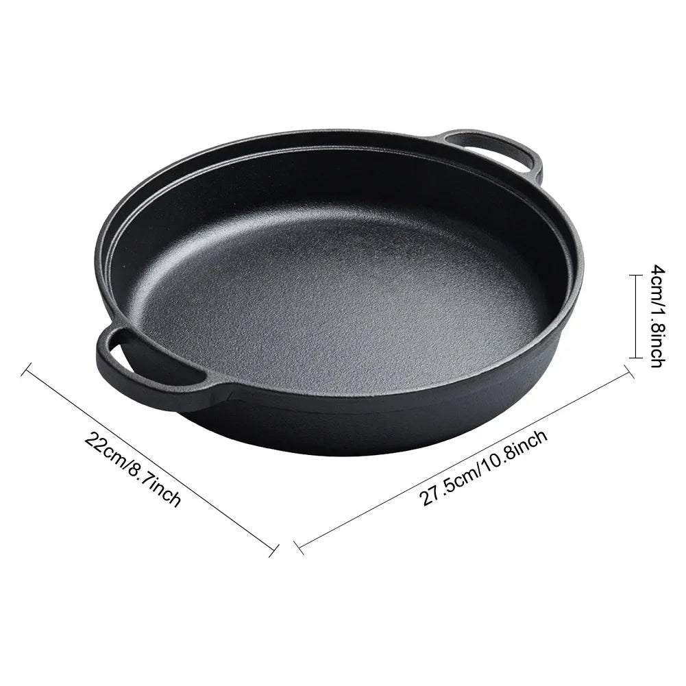 Poêle en fonte ronde noir - 8.7 pouces