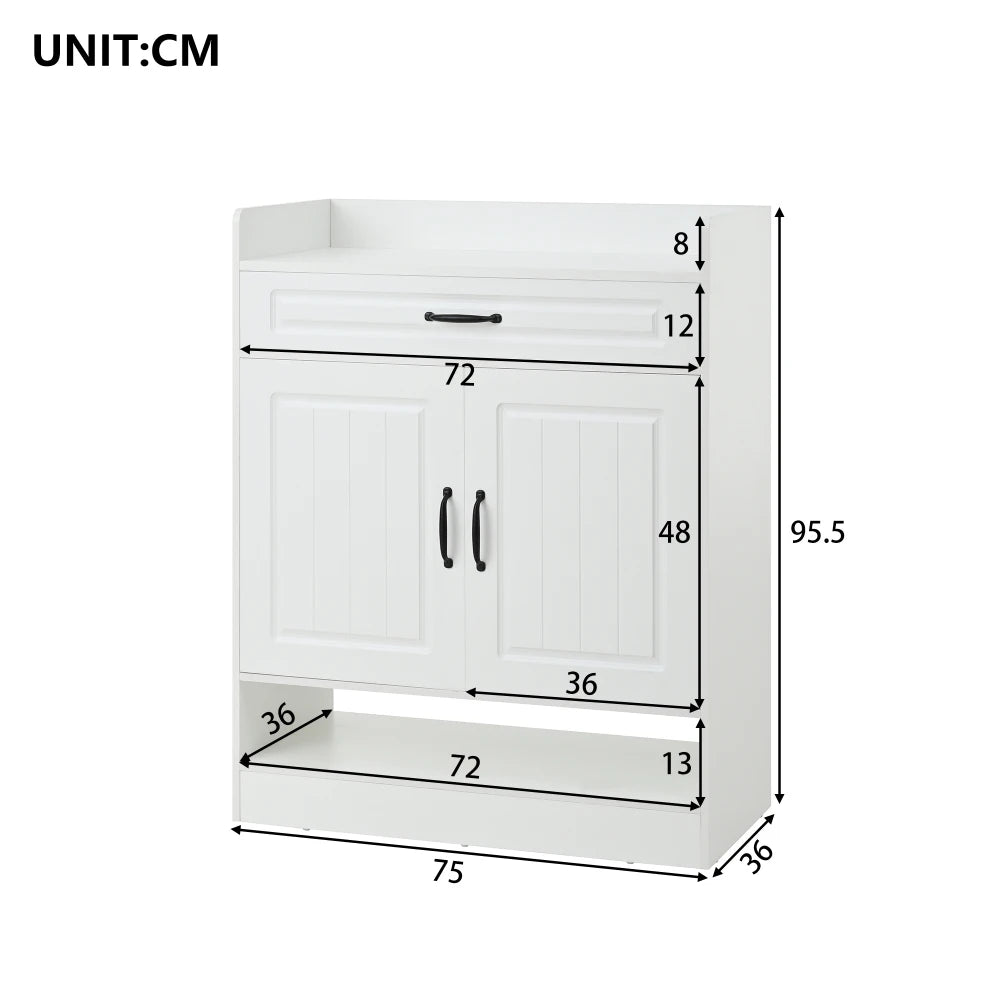 Meuble à chaussure moderne à poignées noires - 75×36×95.5cm -