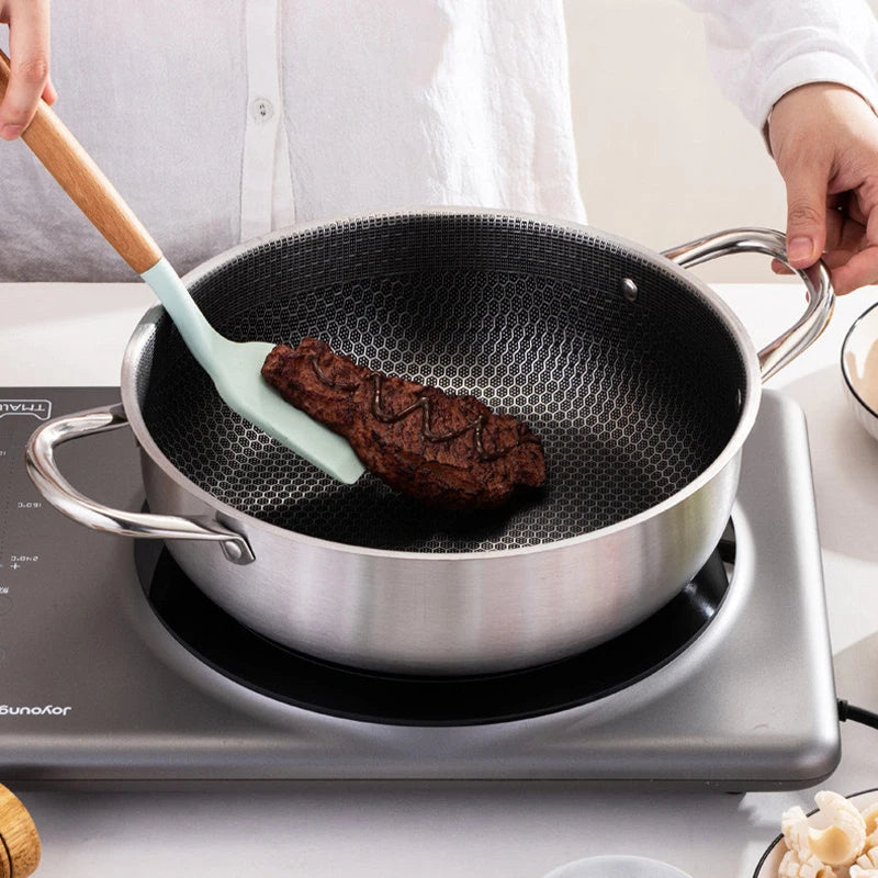 Poêle inox pour induction à pogné double -