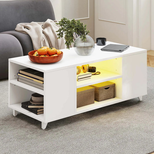 Table basse blanche multi compartiments -