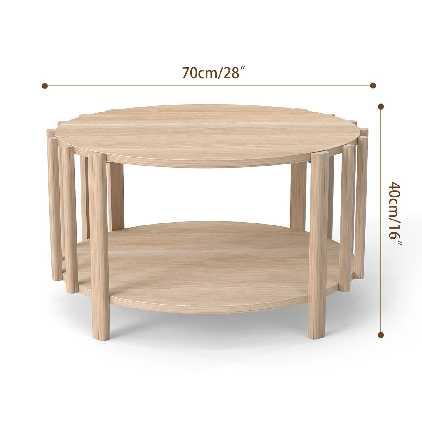 Table basse ronde avec rangement minimaliste -