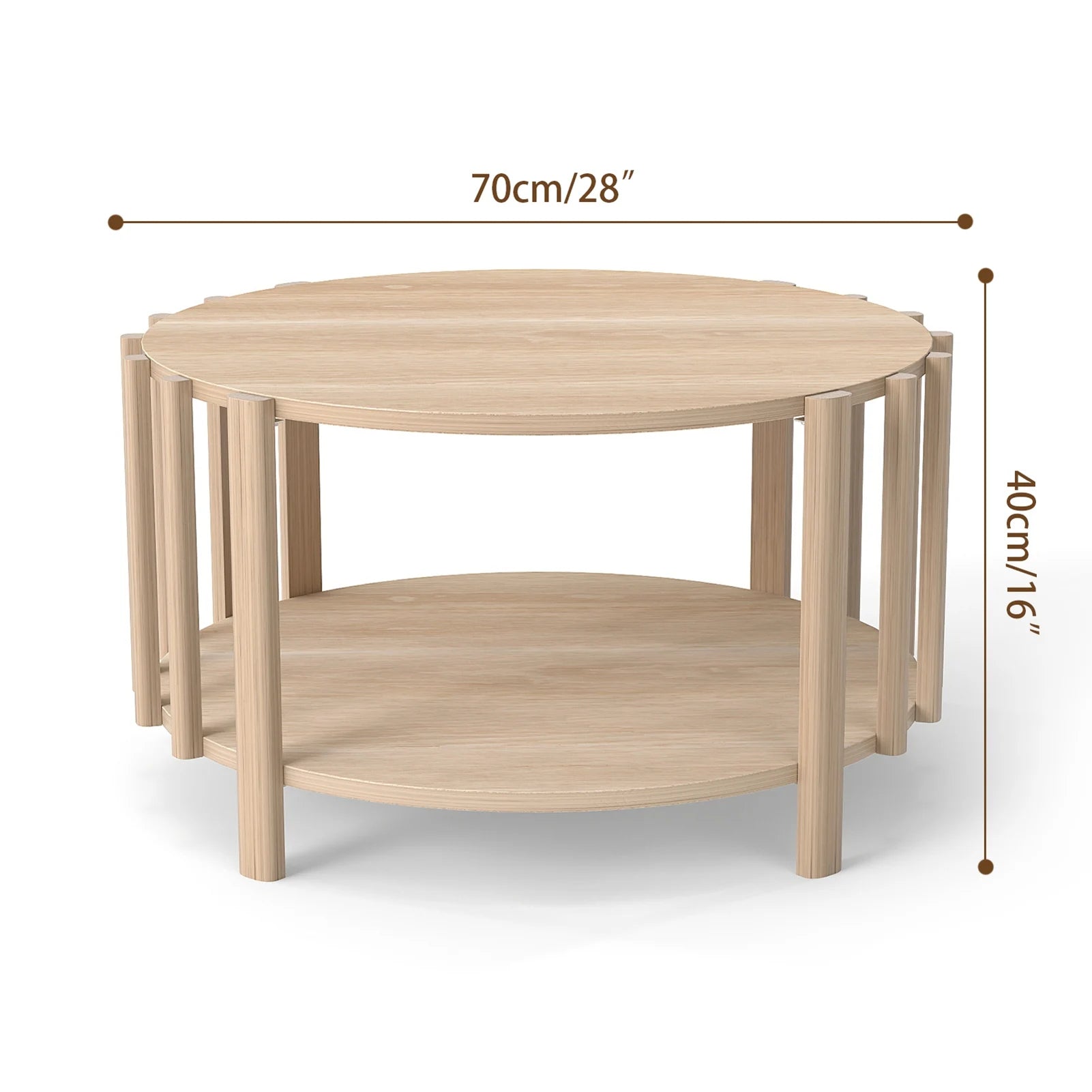 Table basse ronde avec rangement minimaliste -